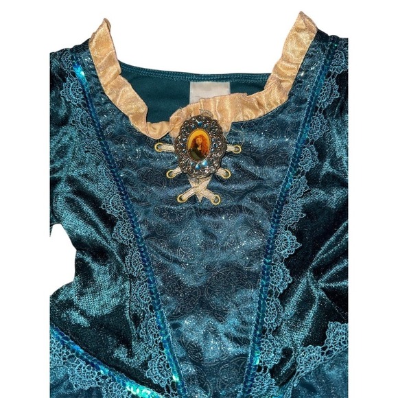 Disney Store Merida Brave Costume Dress Girls XS 4 Blue Long Sleeve Halloween - Picture 2 of 4
